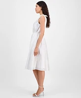 Anne Klein Women's Cotton Eyelet Sleeveless Fit & Flare Dress