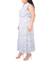 Msk Plus Floral-Print Tiered Maxi Dress