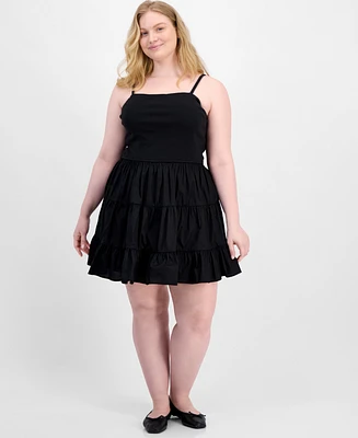 Madden Girl Trendy Plus Sleeveless Tiered Bubble Minidress