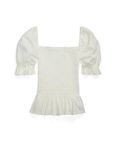 Polo Ralph Lauren Big Girls Smocked Jersey Peplum Top