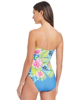 Bleu by Rod Beattie Women's Let's Get Away Printed Shirred One-Piece Swimsuit