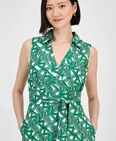 Tahari Women's Sleeveless Collared Shirtdress