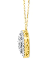 Forever Grown Diamonds Lab-Grown Diamond Cluster Heart 18" Pendant Necklace (2 ct. t.w.) in Sterling Silver or 14k Gold-Plated Sterling Silver
