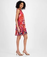 Robbie Bee Women's Floral Ruffle-Tiered Shift Dress
