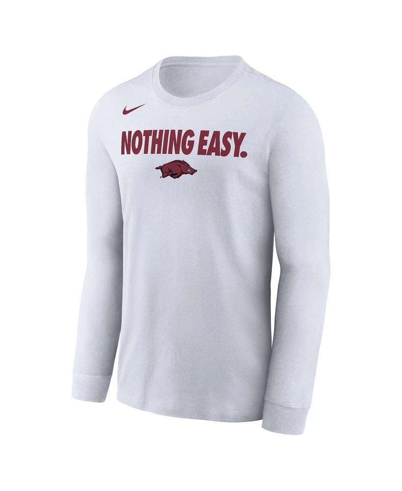 Nike Men's White Arkansas Razorbacks 2025 On-Court Bench Long Sleeve T-Shirt