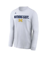 Men's White Michigan Wolverines 2025 On-Court Bench Long Sleeve T-Shirt