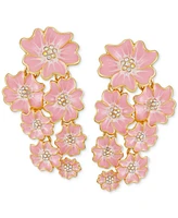 Guess Gold-Tone Pave Color Flower Cluster Clip-On Statement Earrings