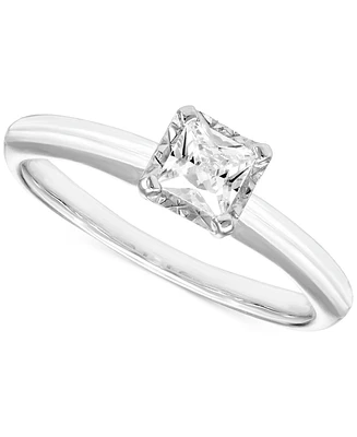 Diamond Solitaire Princess-cut Engagement Ring (1/2 ct. t.w.) in 14k White Gold