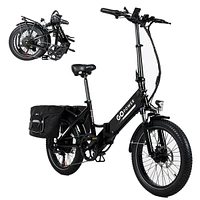 GoPowerBike GoPlus Folding Electric Bike | 20" Fat Tire eBike | 500W Motor, 20mph Top Speed | 45+ Mile Range, 5 Pedal-Assist Levels | Removable B