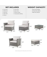 Xizzi 12 Pieces Outdoor Furniture Patio Sectional Sofa, Pe Wicker Conversation Sets with Armchairs,Ottomans and Coffee Table for Garden Poolside Backy