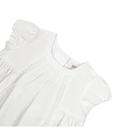 Hope & Henry Baby Short Sleeve Special Occasion Linen Pintuck Dress