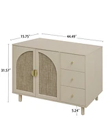 Mondawe 2 Door 3 Drawer Cabinet, Suitable for Bedroom, Living Room