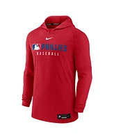 Nike Men's Heather Red Philadelphia Phillies Authentic Collection Tri-Blend Performance Pullover Hoodie