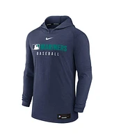 Nike Men's Heather Navy Seattle Mariners Authentic Collection Tri-Blend Performance Pullover Hoodie