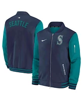 Nike Men's Navy/Aqua Seattle Mariners Authentic Collection Dugout Full-Zip Bomber Jacket