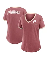 Fanatics Women's Burgundy Philadelphia Phillies Binge Worthy Stadium Slub V-Neck T-Shirt