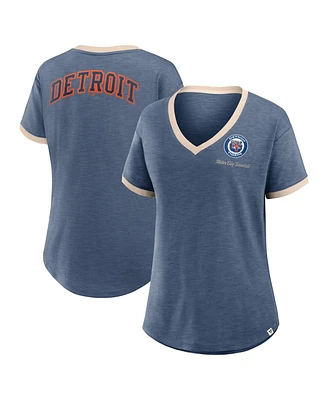 Fanatics Women's Navy Detroit Tigers Binge Worthy Stadium Slub V-Neck T-Shirt