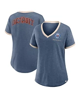 Fanatics Women's Navy Detroit Tigers Binge Worthy Stadium Slub V-Neck T-Shirt