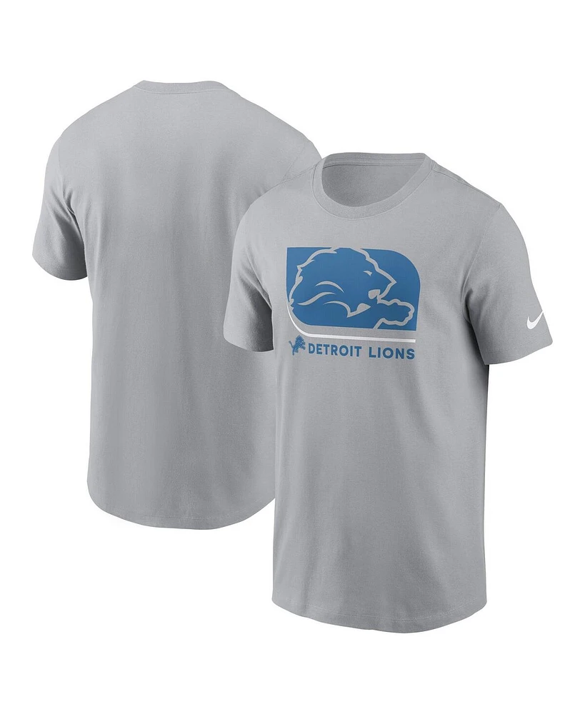 Nike Men's Gray Detroit Lions Lockup Essential T-Shirt