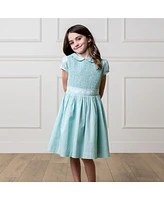 Hope & Henry Little Girls Organic Puff Sleeve Smocked Party Dress with Peter Pan Collar