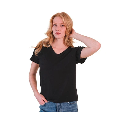 Poplinen Women's Louise Cotton + Tencel V-neck Tee