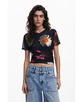 Desigual Women's Printed tulle T-shirt