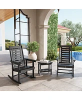 Outsunny 2 Outdoor Rocking Chairs, Hdpe High Back Patio Rockers