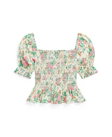 Polo Ralph Lauren Big Girls Floral Smocked Jersey Peplum Top
