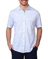 Tailorbyrd Men's Modal Short Sleeve Shirt with Tropical Tonal Print