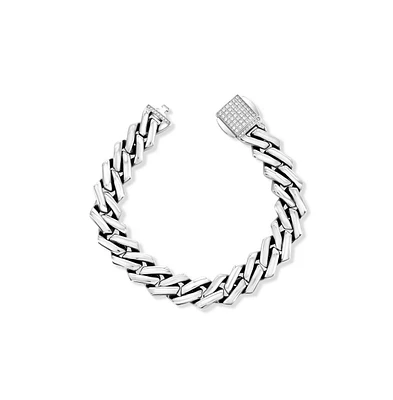 Stainless Steel, 13mm Monaco, Cz Lock Bracelet