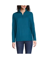 Lands' End Women's Embossed Quarter Zip Fleece Pullover