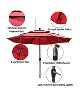 Mondawe 10 ft 3-Tier Outdoor Patio Market Umbrella with Double Air Vent and Push Button Tilt