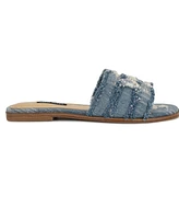 Nine West Women's Germanny Frayed Flat Slide Sandals