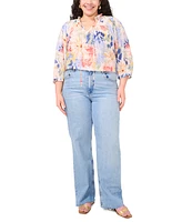 Vince Camuto Plus Ruffle-Neck Peasant Top