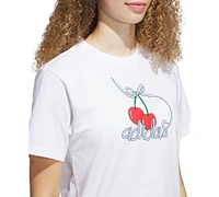 adidas Women's Cotton Cherry Logo-Graphic Crewneck T-Shirt