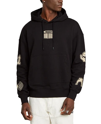 G-Star Raw Men's Relaxed Fit Long Sleeve Multi-Logo Graphic Hoodie