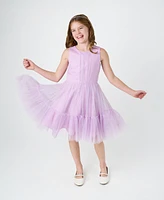 Rare Editions Big Girls Tonal Glitter Net Mesh Social Dress