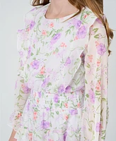 Rare Editions Big Girls Floral Chiffon Dress