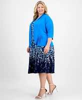 Sandra Darren Plus Printed Jersey Jacket Dress