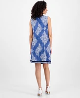 Sandra Darren Petite Printed Crossover Shift Dress