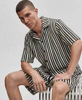 Mode Of One Mens Relaxed Fit Vertical Stripe Button Up Shirt Shorts Exclusively At Macys