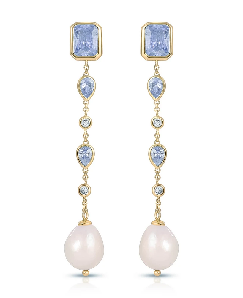 Ettika Gleaming Blue Gem Linear Earrings