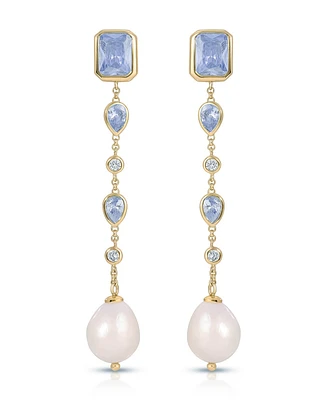 Ettika Gleaming Blue Gem Linear Earrings