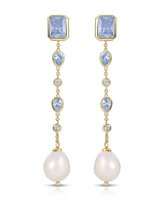 Ettika Gleaming Blue Gem Linear Earrings