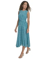 Calvin Klein Women's Printed Ruched-Waist Midi Dress