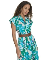 Calvin Klein Petite Floral-Print Belted Midi Dress