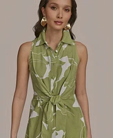 Donna Karan New York Women's Printed Linen-Blend Shirtdress