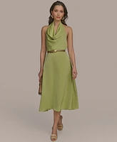 Donna Karan New York Women's Belted Halter A-Line Dress