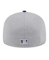 New Era Men's Gray/Royal Los Angeles Dodgers 2025 Batting Practice 59FIFTY Fitted Hat