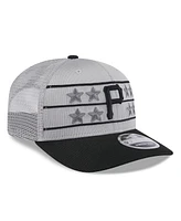 New Era Men's Gray/Black Pittsburgh Pirates 2025 Batting Practice 9SEVENTY Stretch-Snap Trucker Hat